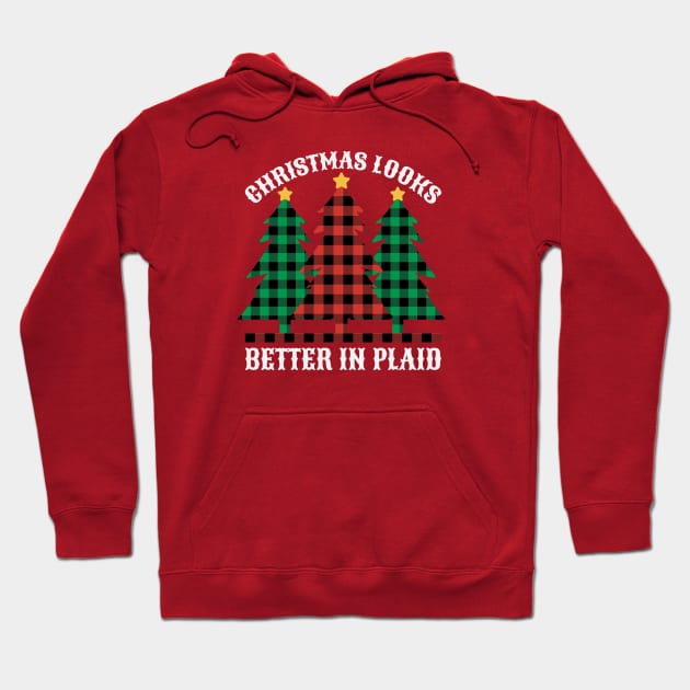 Christmas Looks Better in Plaid // Buffalo Plaid Christmas Trees Hoodie by SLAG_Creative